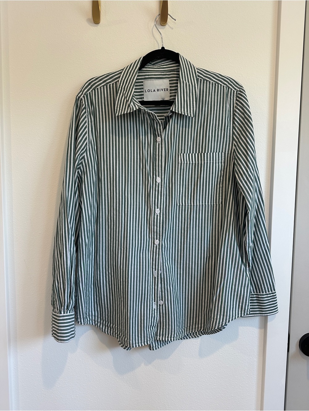 Lola River Green & White Stripe Button-Up Shirt